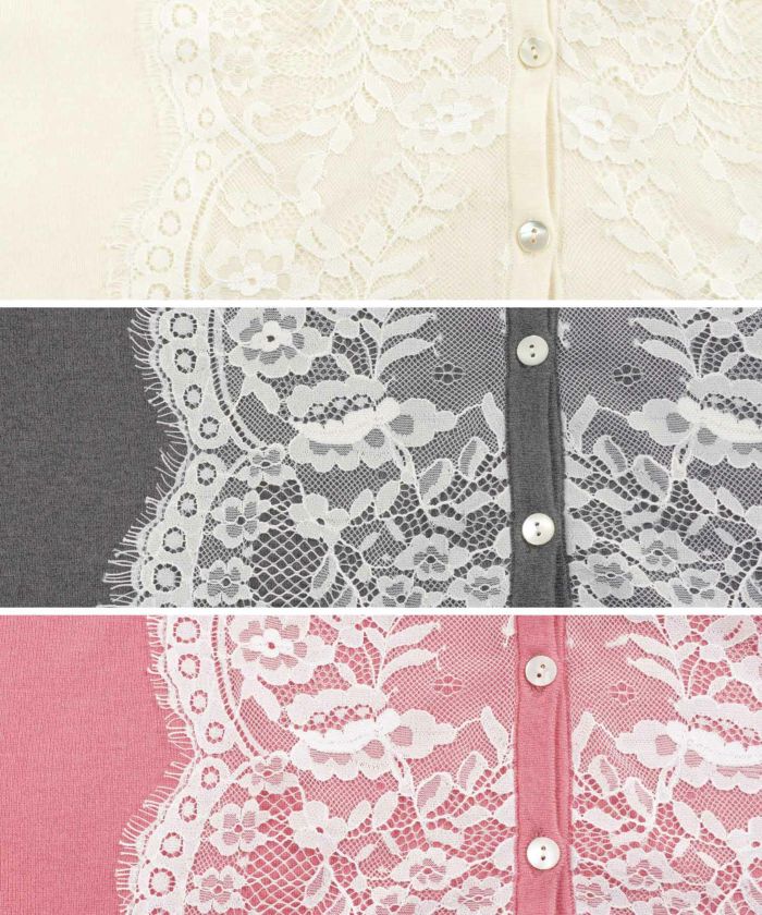 Ermanno Scervino レースフロントカーディガン グレー美品 Ermanno Scervino レースフロントカーディガン グレー美品