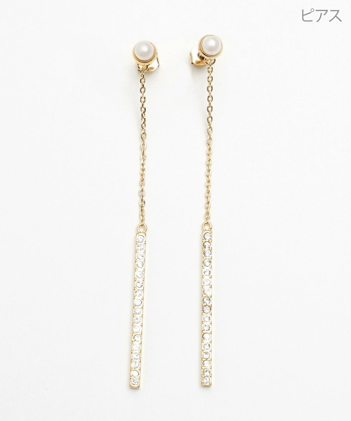 ライン クリスタル ピアス イヤリング Line Crystal Pierce Earring