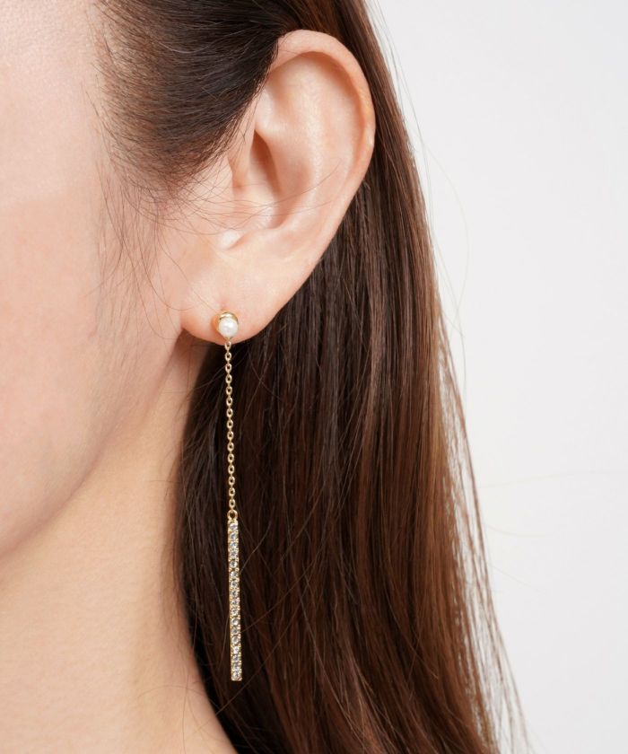 ライン クリスタル ピアス イヤリング Line Crystal Pierce Earring