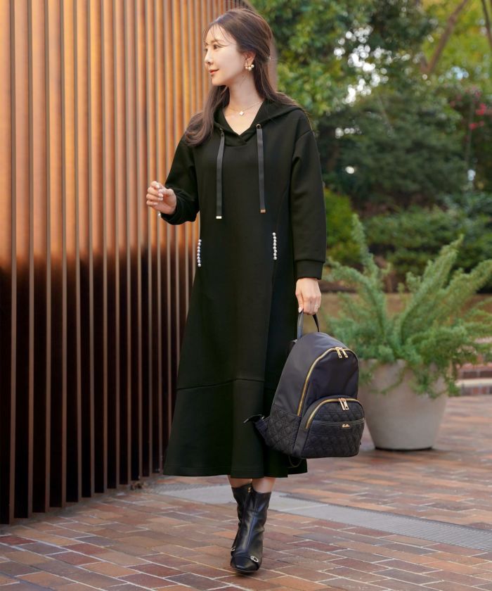 即納クーポン対象 パールライン ポケット フーディ ワンピース le reve