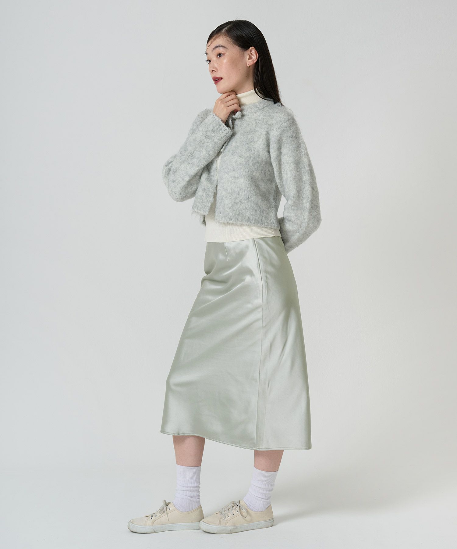 スカート/サテン/ミディ丈