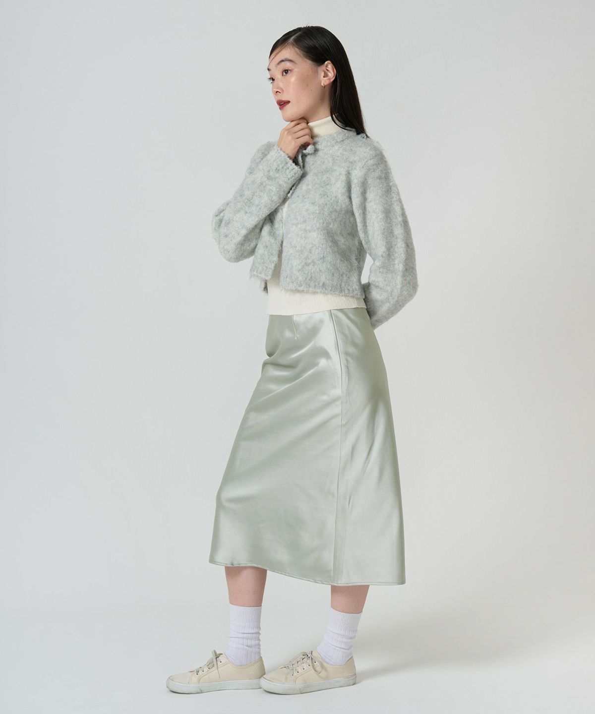 スカート/サテン/ミディ丈