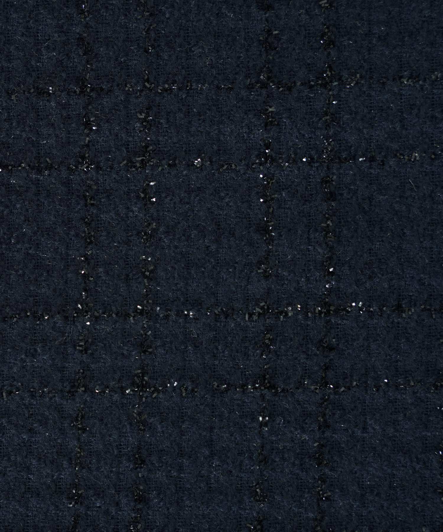 パフスリーブ フレア 上品 秋冬 チュニック/ブラックミックス/ネイビー/アイボリー/ブラック/M