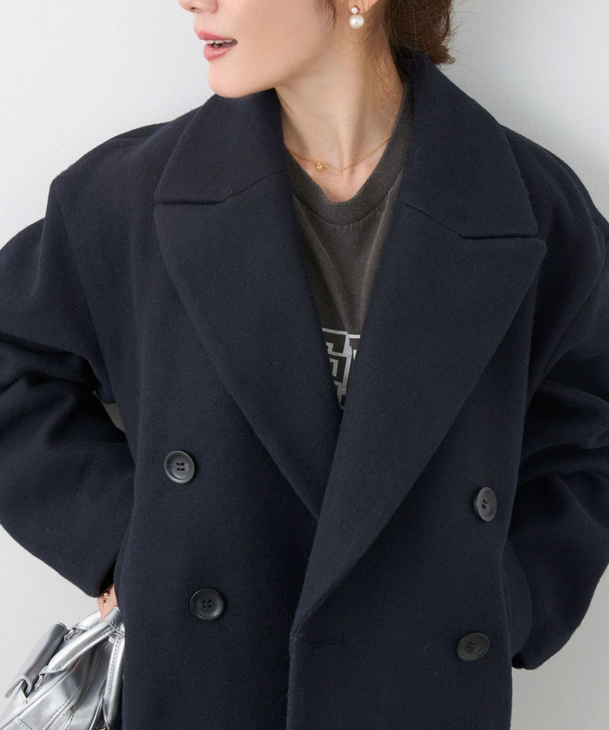 セレクトコートアウタージャケット襟可愛いおすすめレディースミドル丈秋冬オフィスきれいめ大人ジョイントスペース