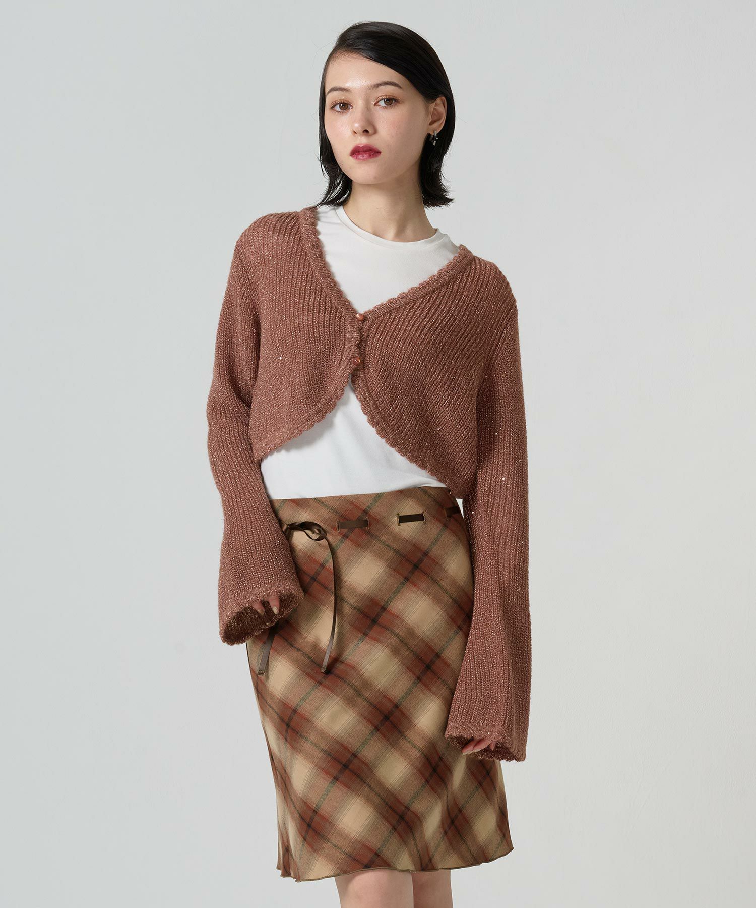 ウエストリボン チェックスカート TINA：JOJUN 全2色｜tnj641-0953【2  