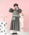 ガーリー ギャザー バルーンスリーブ クラシカル 秋 /チャコール/M