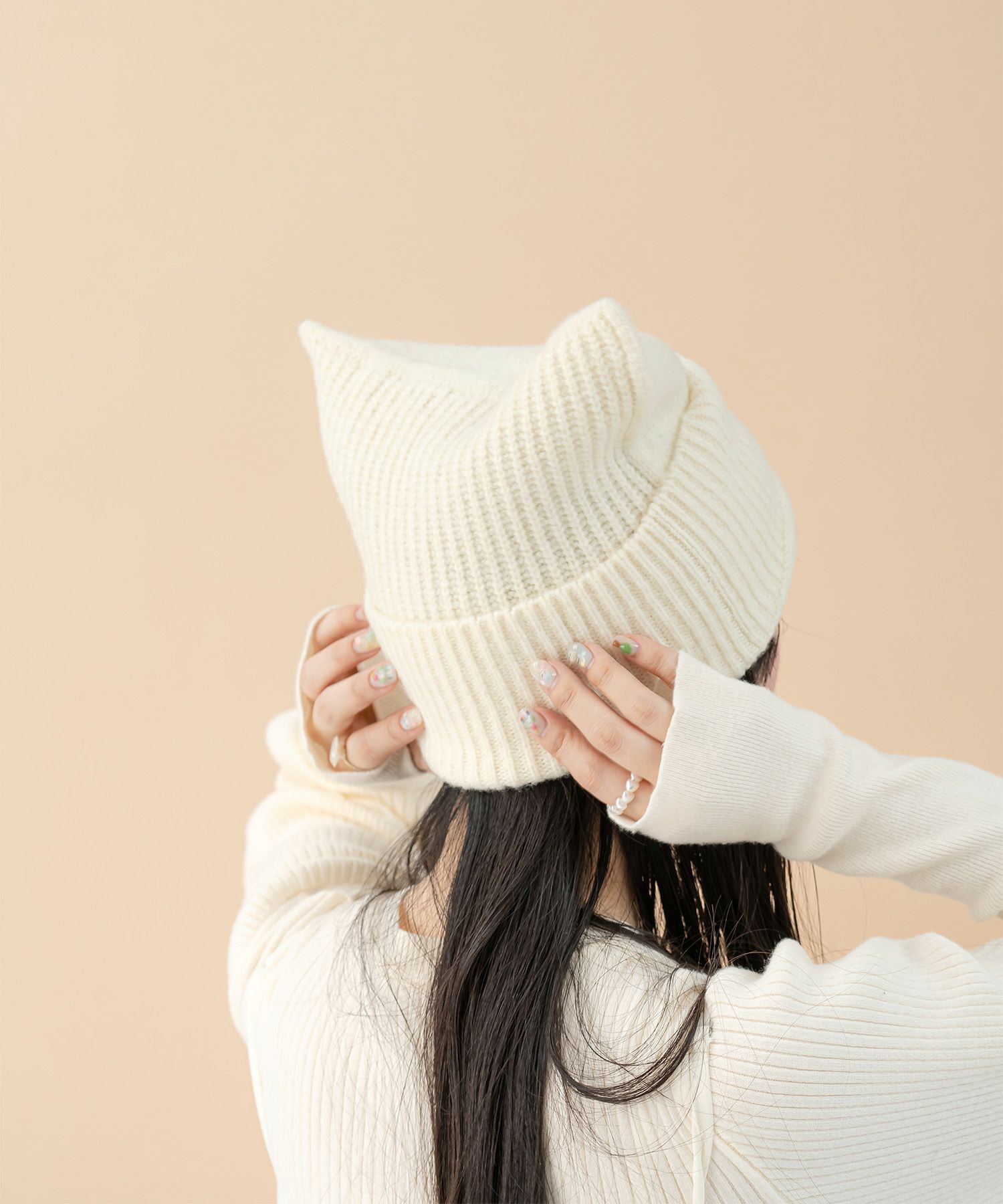 リブ カジュアル ガーリー アレンジ /アイボリー/ブルー/ベージュ/F