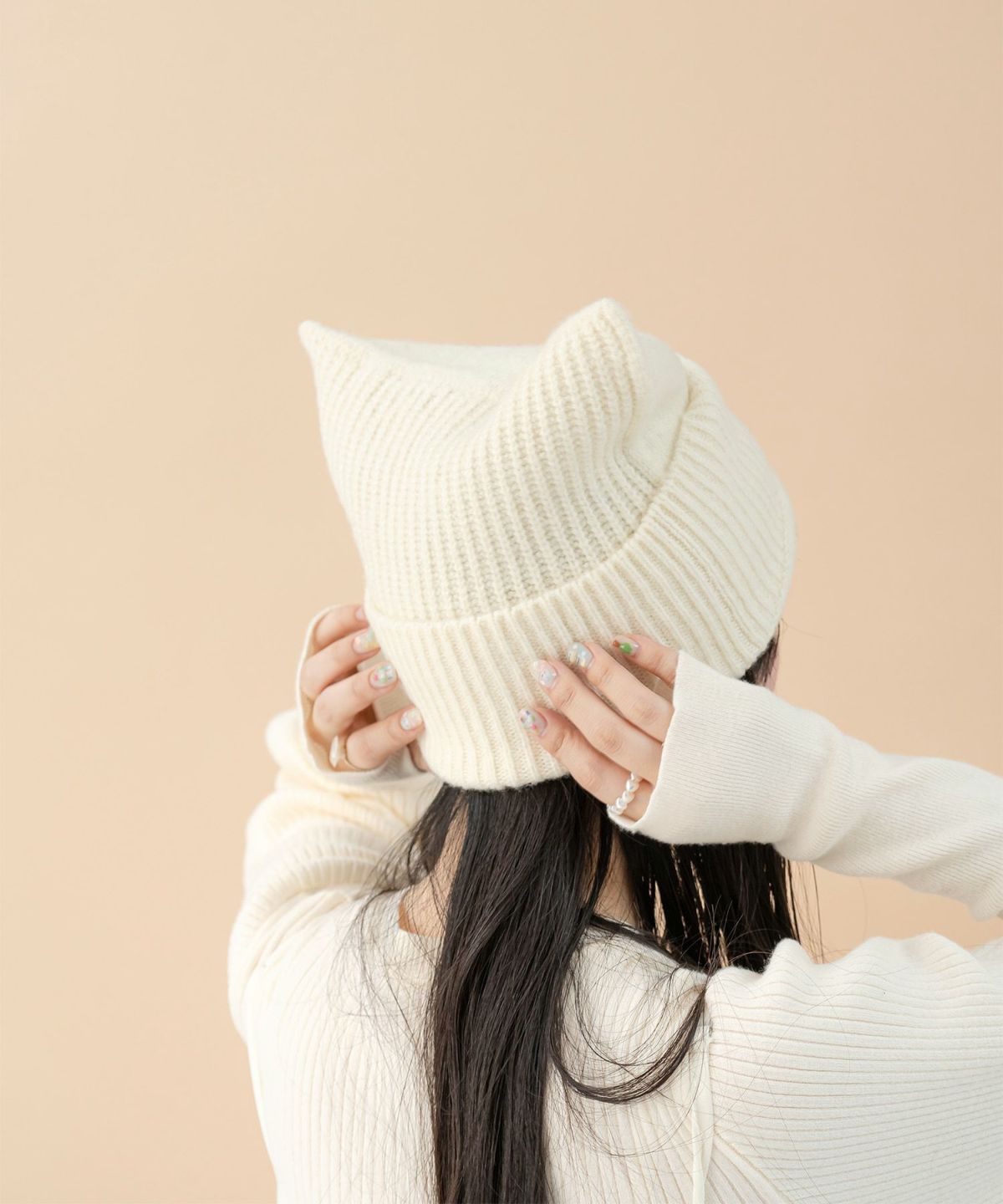 リブ カジュアル ガーリー アレンジ /アイボリー/ブルー/ベージュ/F