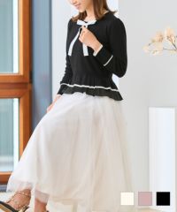 フリルレイヤードニットリボンネックプルオーバーPrimaScherrer全3色｜psc441-0875【1】