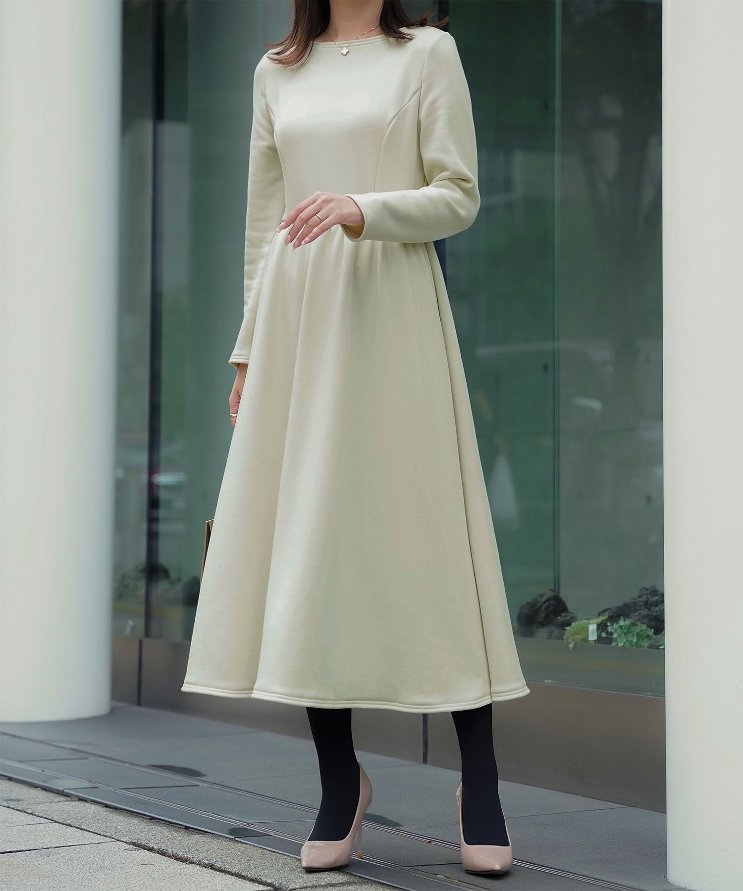 起毛ベーシックシンプル秋冬/チャコール/アイボリー/ブラック/M