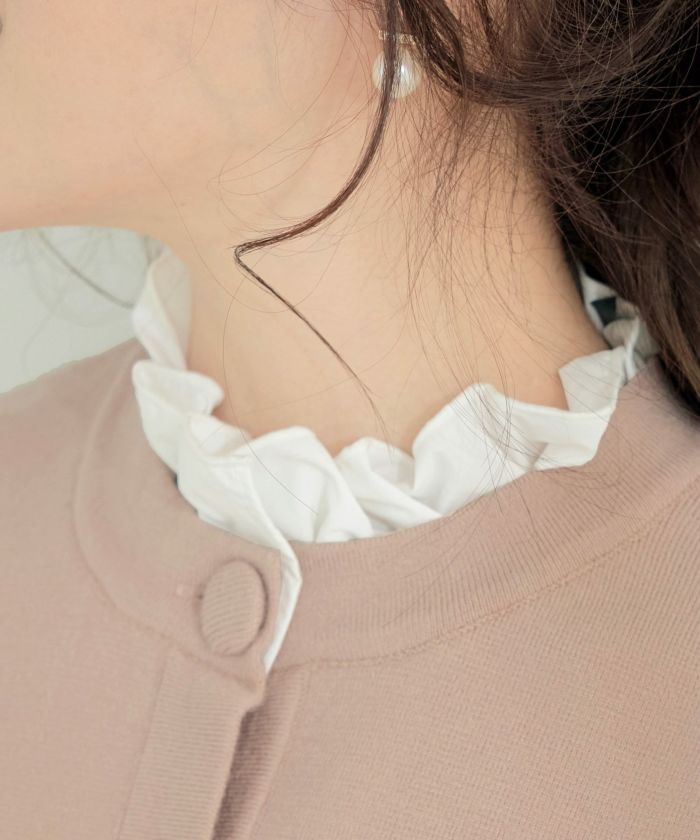 手洗い可ニットトップスレディースかわいいきれいめオフィス秋冬大人白黒ジョイントスペース