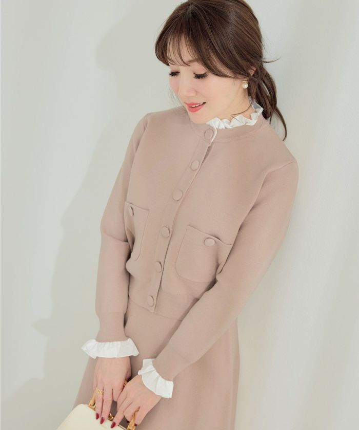 手洗い可ニットトップスレディースかわいいきれいめオフィス秋冬大人白黒ジョイントスペース