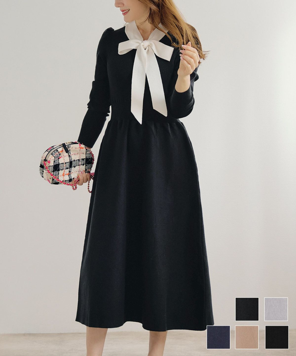 ボウタイニットワンピースLiala×PG