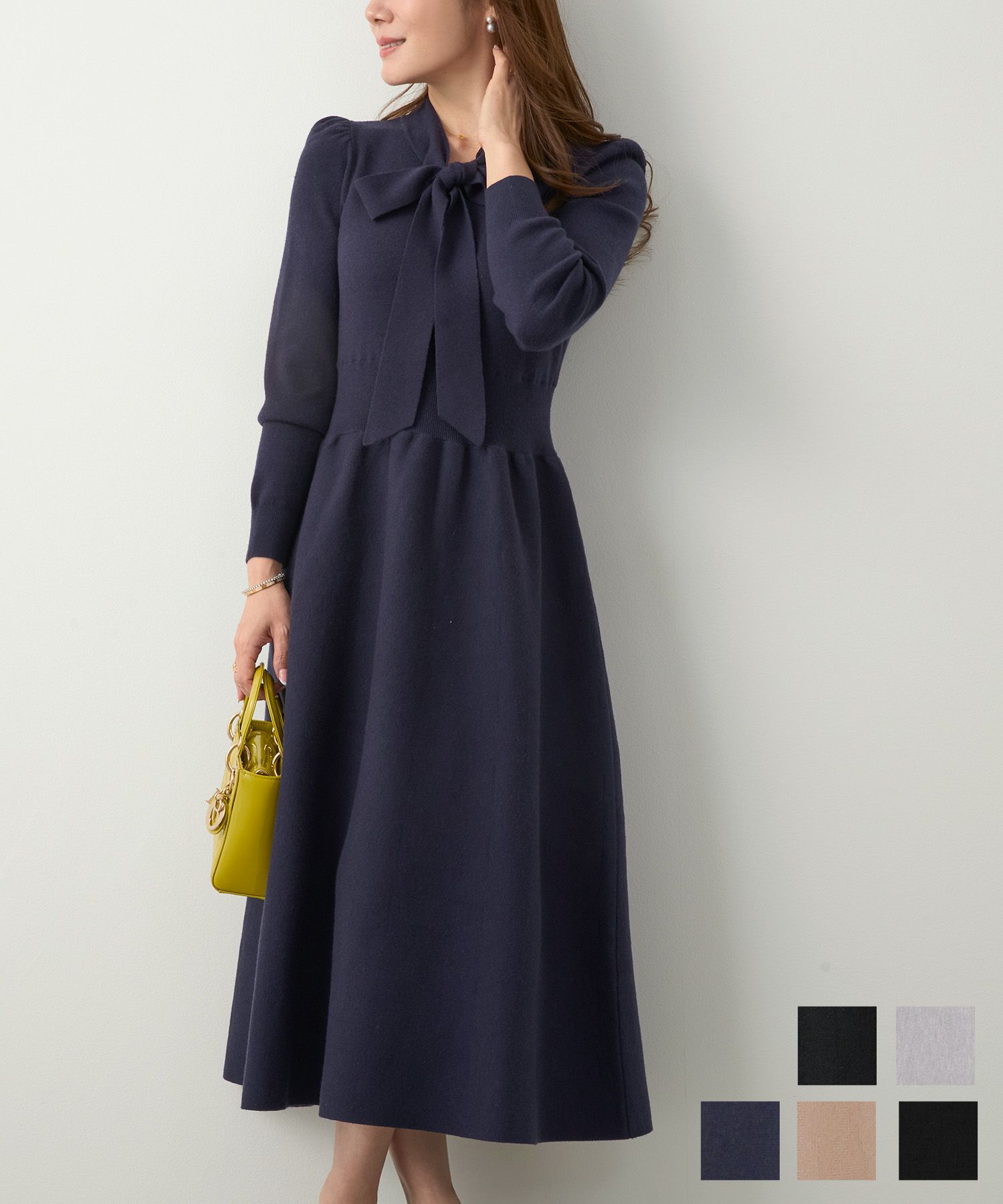 ボウタイニットワンピースLiala×PG