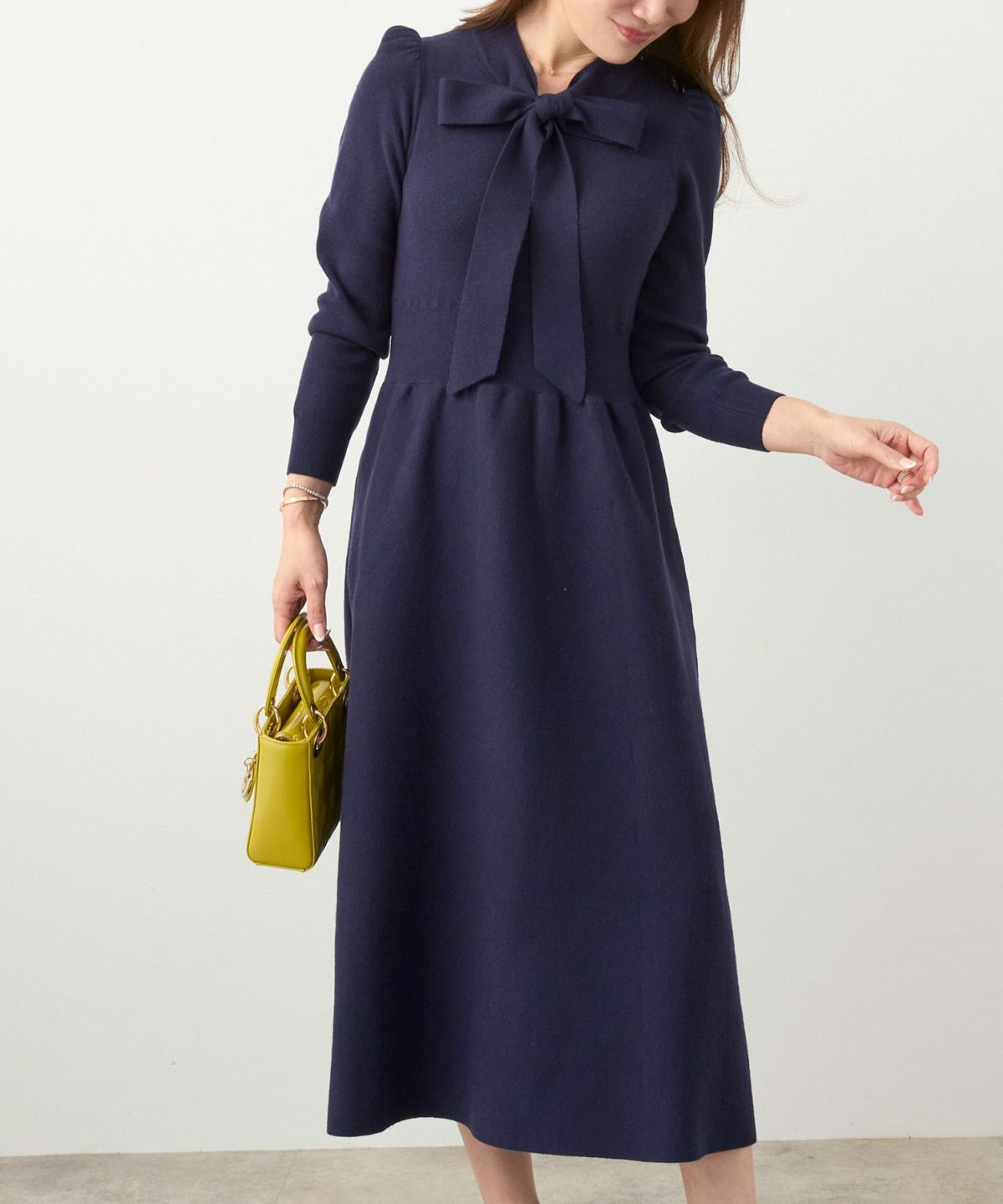 新色追加 手洗い可 長袖 ロング レディース 秋 春 フレア 黒 可愛い オフィス きれいめ ジョイントスペース