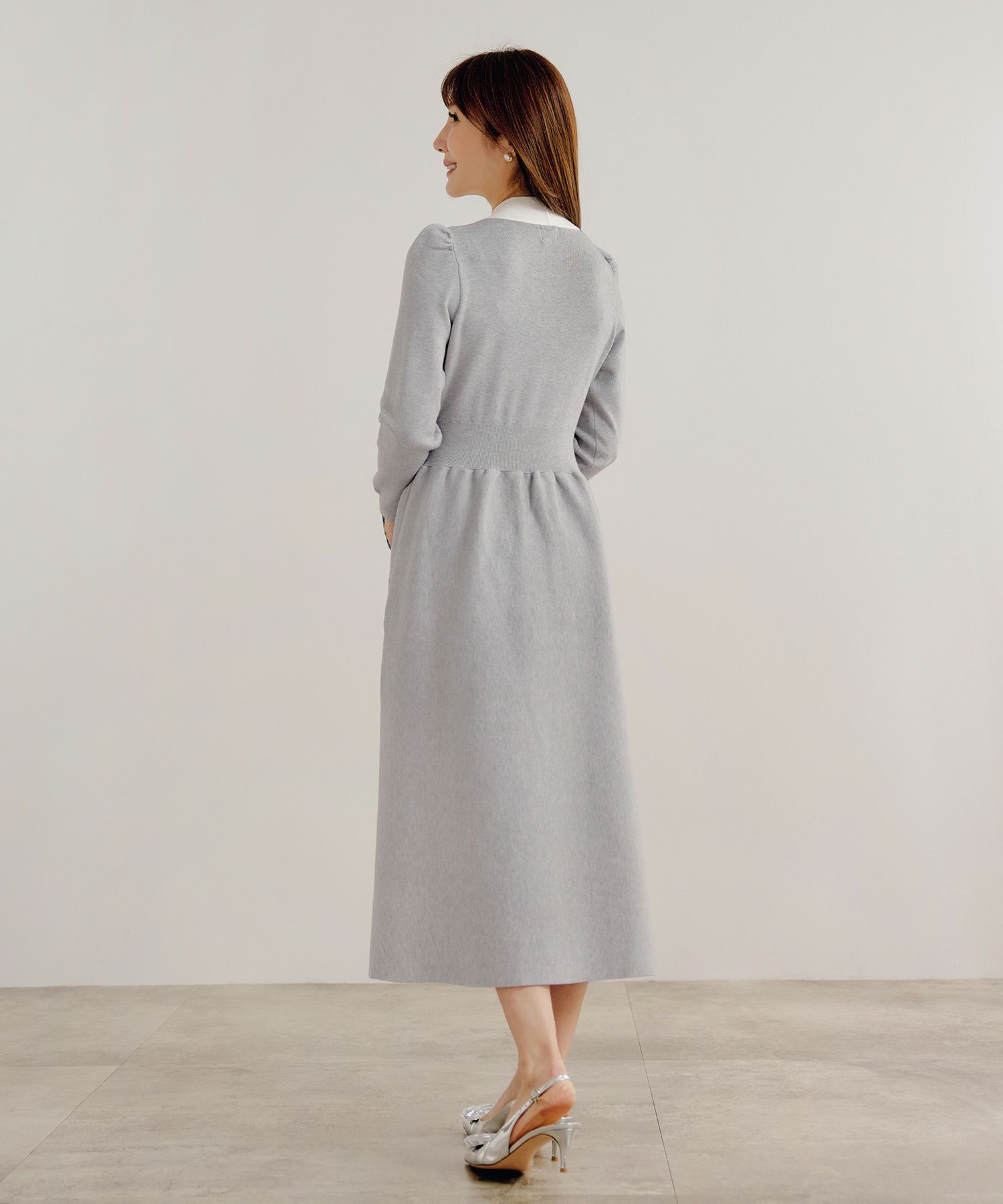 新色追加 手洗い可 長袖 ロング レディース 秋 春 フレア 黒 可愛い オフィス きれいめ ジョイントスペース