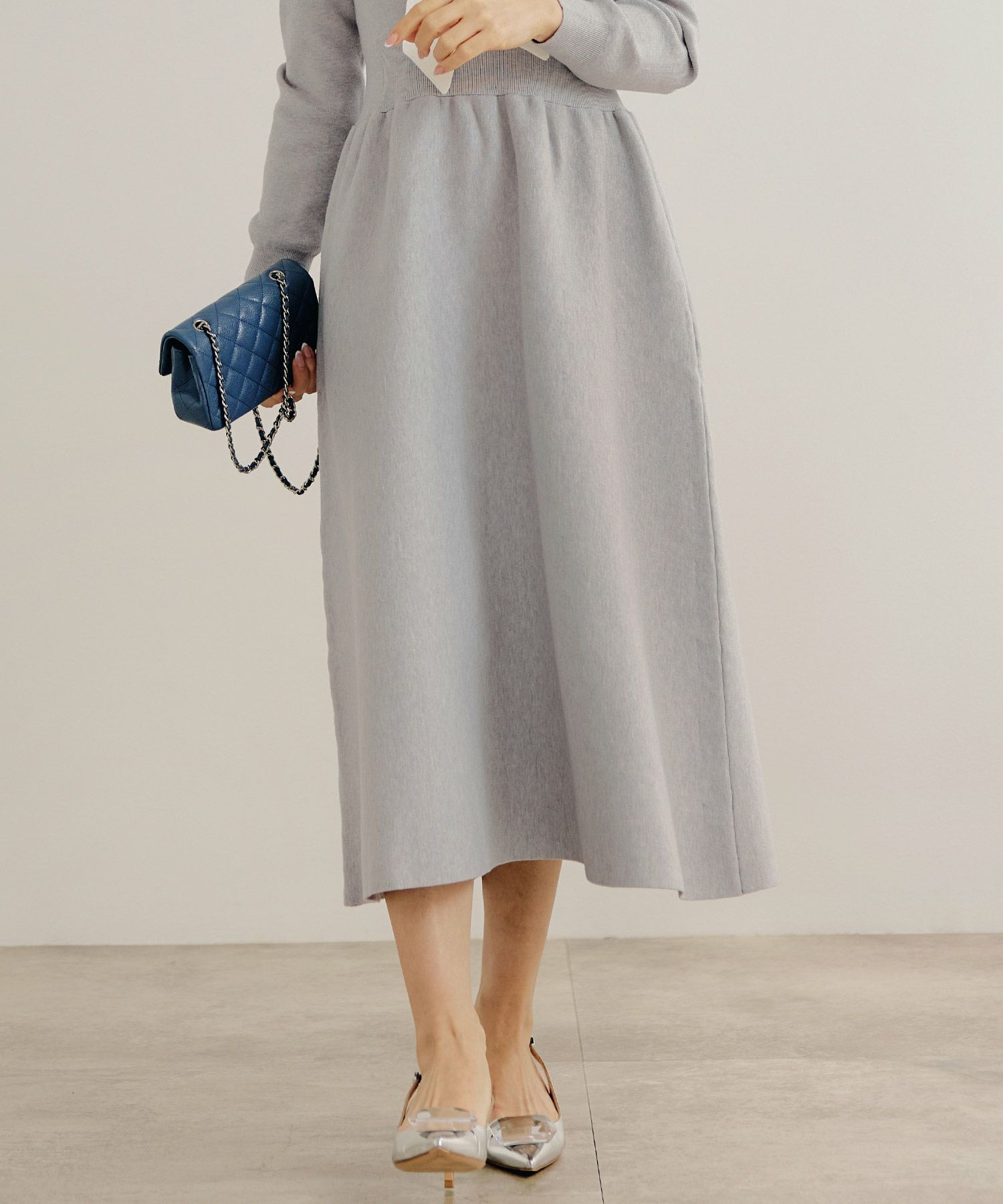 新色追加 手洗い可 長袖 ロング レディース 秋 春 フレア 黒 可愛い オフィス きれいめ ジョイントスペース