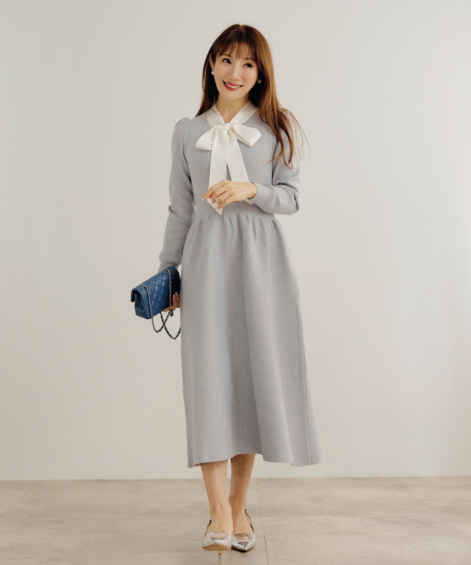 新色追加 手洗い可 長袖 ロング レディース 秋 春 フレア 黒 可愛い オフィス きれいめ ジョイントスペース