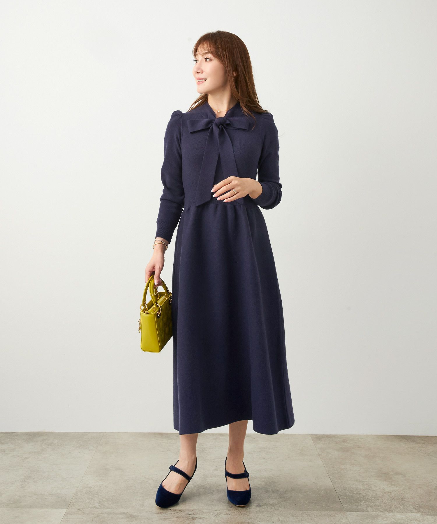 新色追加 手洗い可 長袖 ロング レディース 秋 春 フレア 黒 可愛い オフィス きれいめ ジョイントスペース