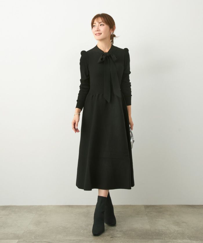 新色追加 手洗い可 長袖 ロング レディース 秋 春 フレア 黒 可愛い オフィス きれいめ ジョイントスペース