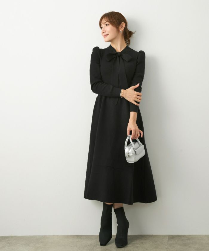 新色追加 手洗い可 長袖 ロング レディース 秋 春 フレア 黒 可愛い オフィス きれいめ ジョイントスペース