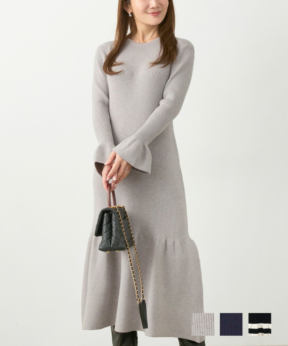 マーメイドラインリブニットワンピースLiala×PG