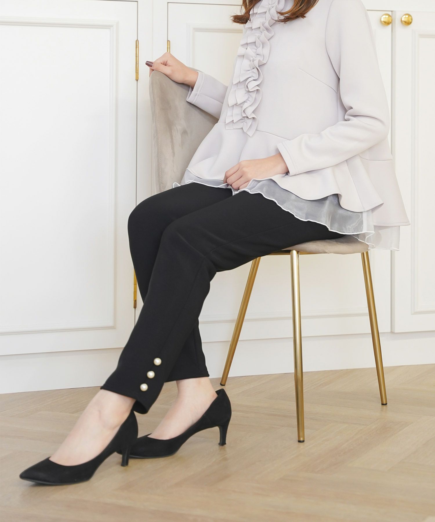 セレクトパンツレディースきれいめかわいい黒冬あたたかい無地大人スキニーレギパンジョイントスペース