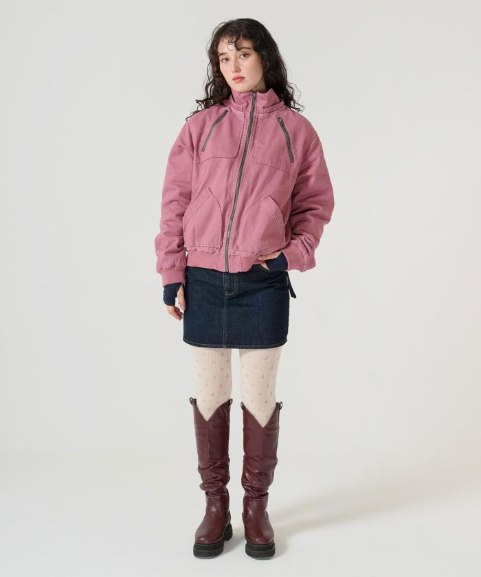 ジップアップフード付き ボンバージャケット TINA：JOJUN 全3色