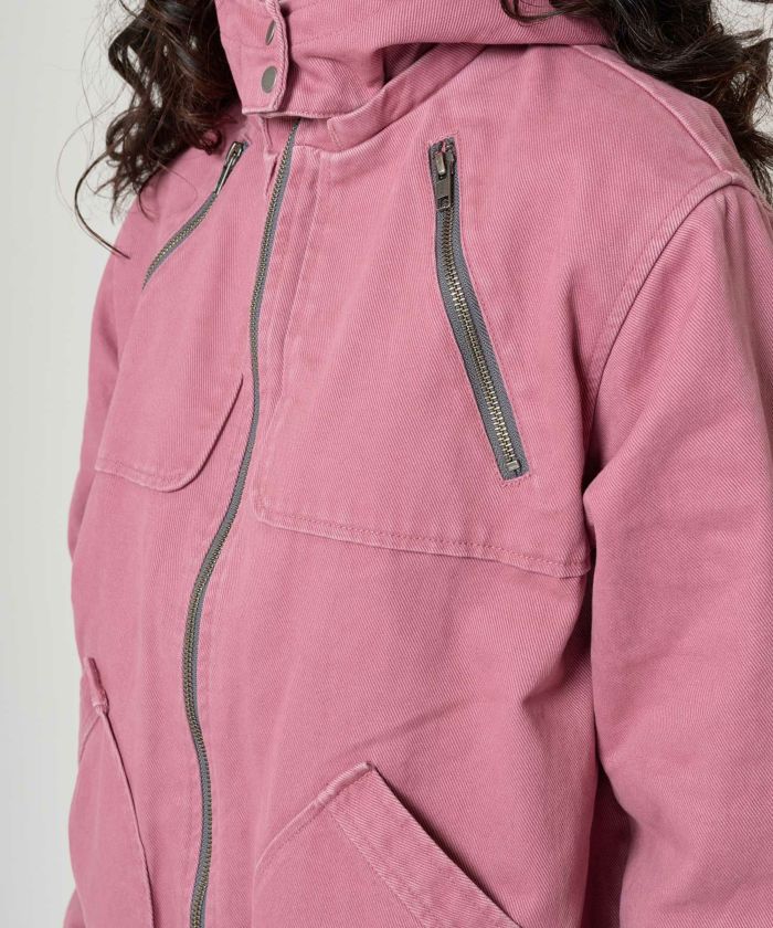 ジップアップフード付き ボンバージャケット TINA：JOJUN 全3色