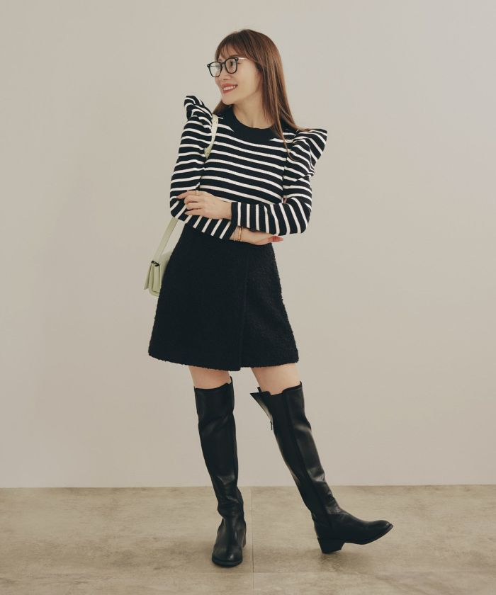 手洗い可ニットトップス秋春冬白黒長袖レディースかわいいきれいめオフィスジョイントスペース