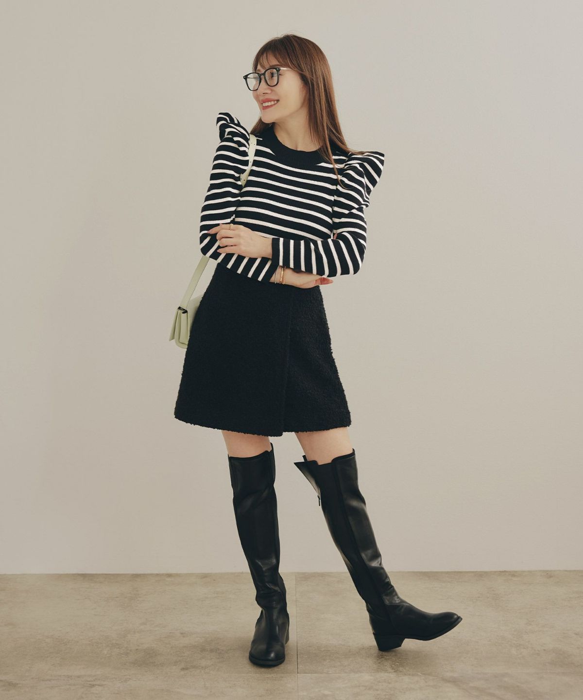 手洗い可ニットトップス秋春冬白黒長袖レディースかわいいきれいめオフィスジョイントスペース