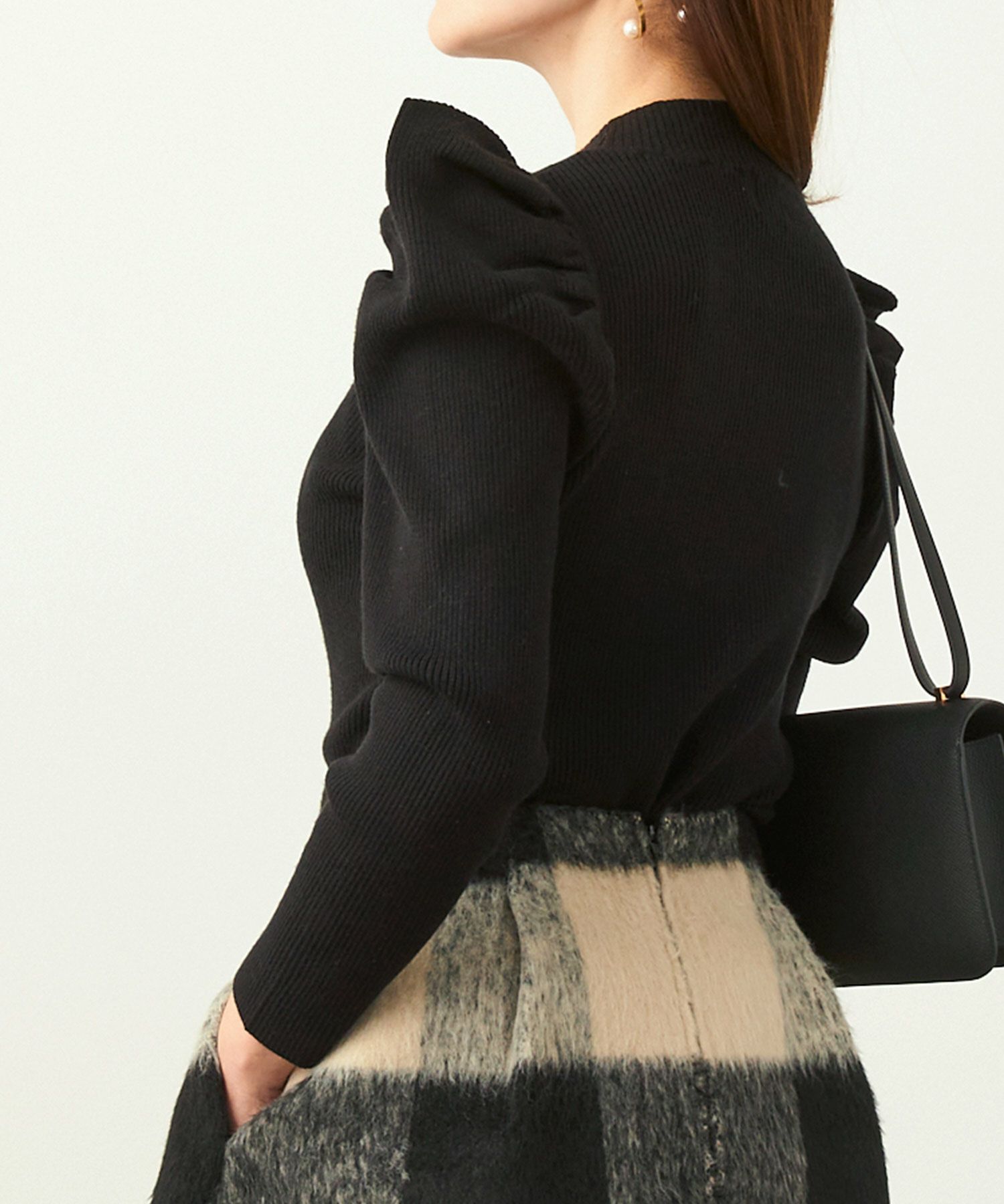 手洗い可 ニット トップス 秋春 冬 白黒 長袖 レディース かわいい きれいめ オフィス ジョイントスペース