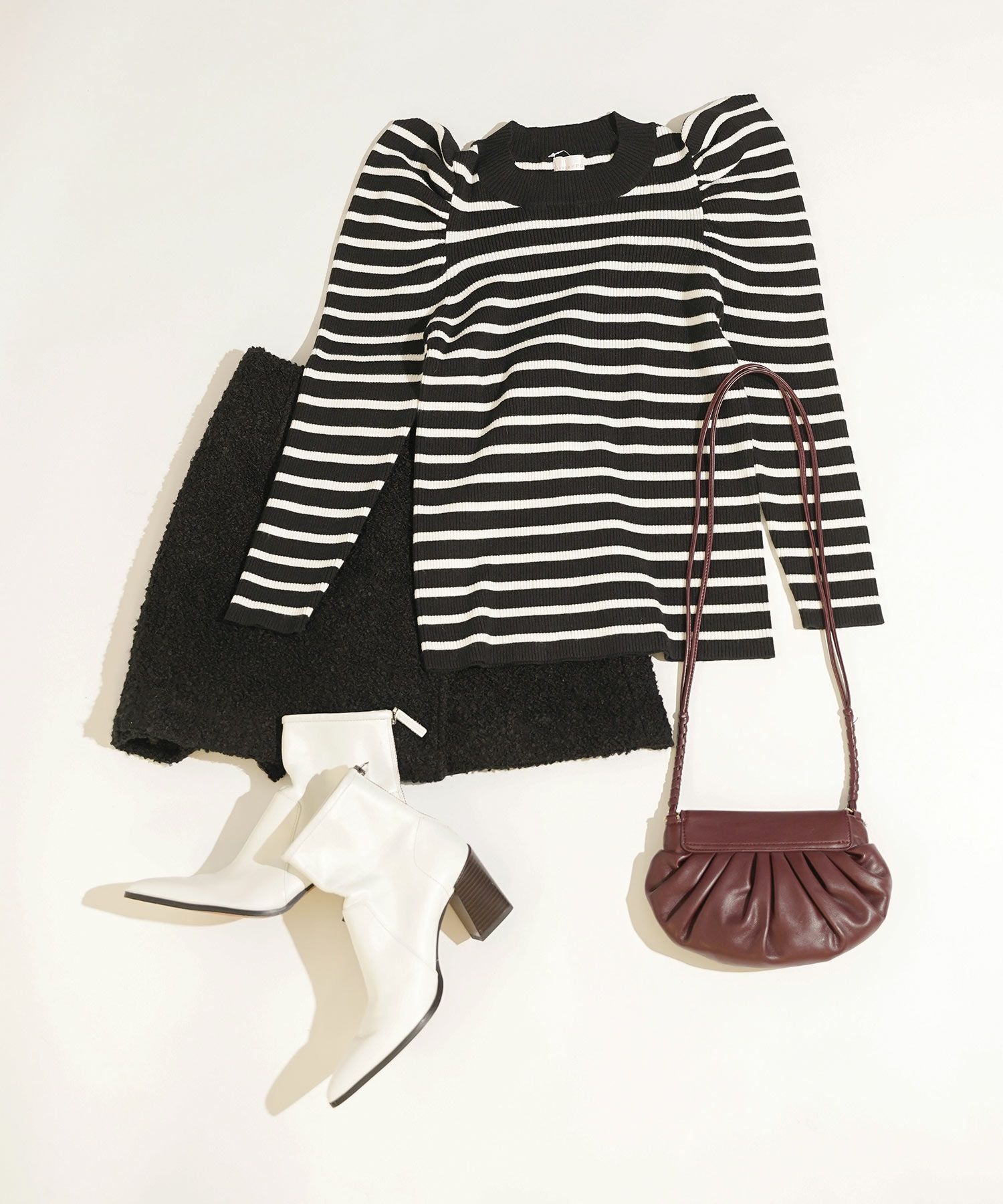 手洗い可 ニット トップス 秋春 冬 白黒 長袖 レディース かわいい きれいめ オフィス ジョイントスペース