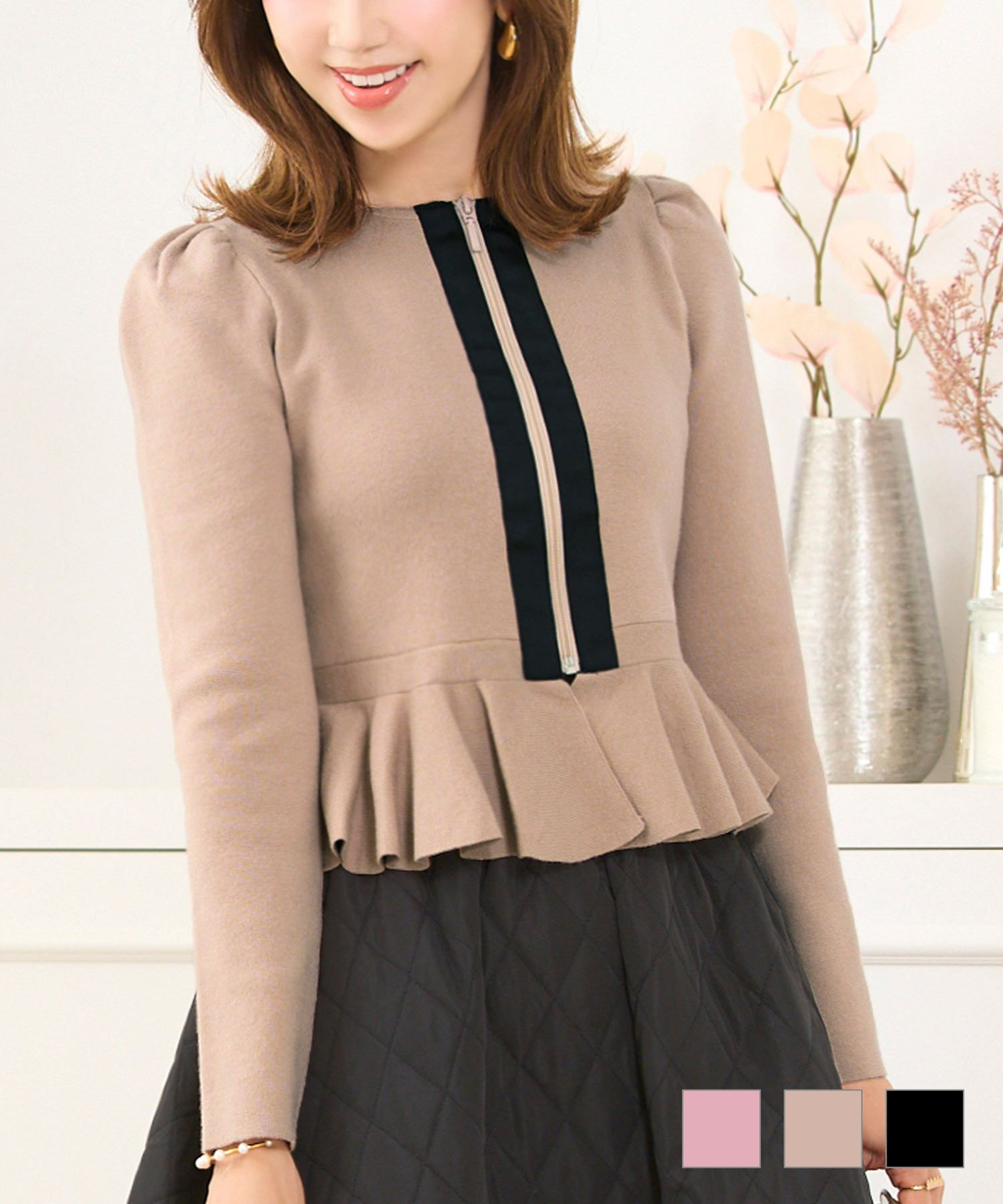 ペプラムニットジャケットPrimaScherrer全3色｜psc441-0902【1】