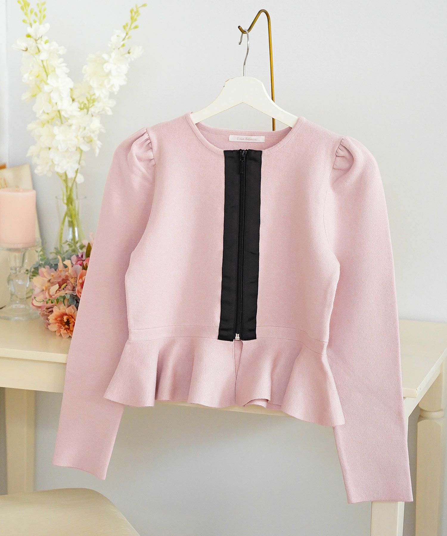 ニットトップスレディース大人オフィスきれいめかわいいカーディガン羽織り白黒秋冬春ジョイントスペース