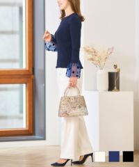 フロッキードット切替フレアスリーブニットPrimaScherrer全3色｜psc441-0915【1】