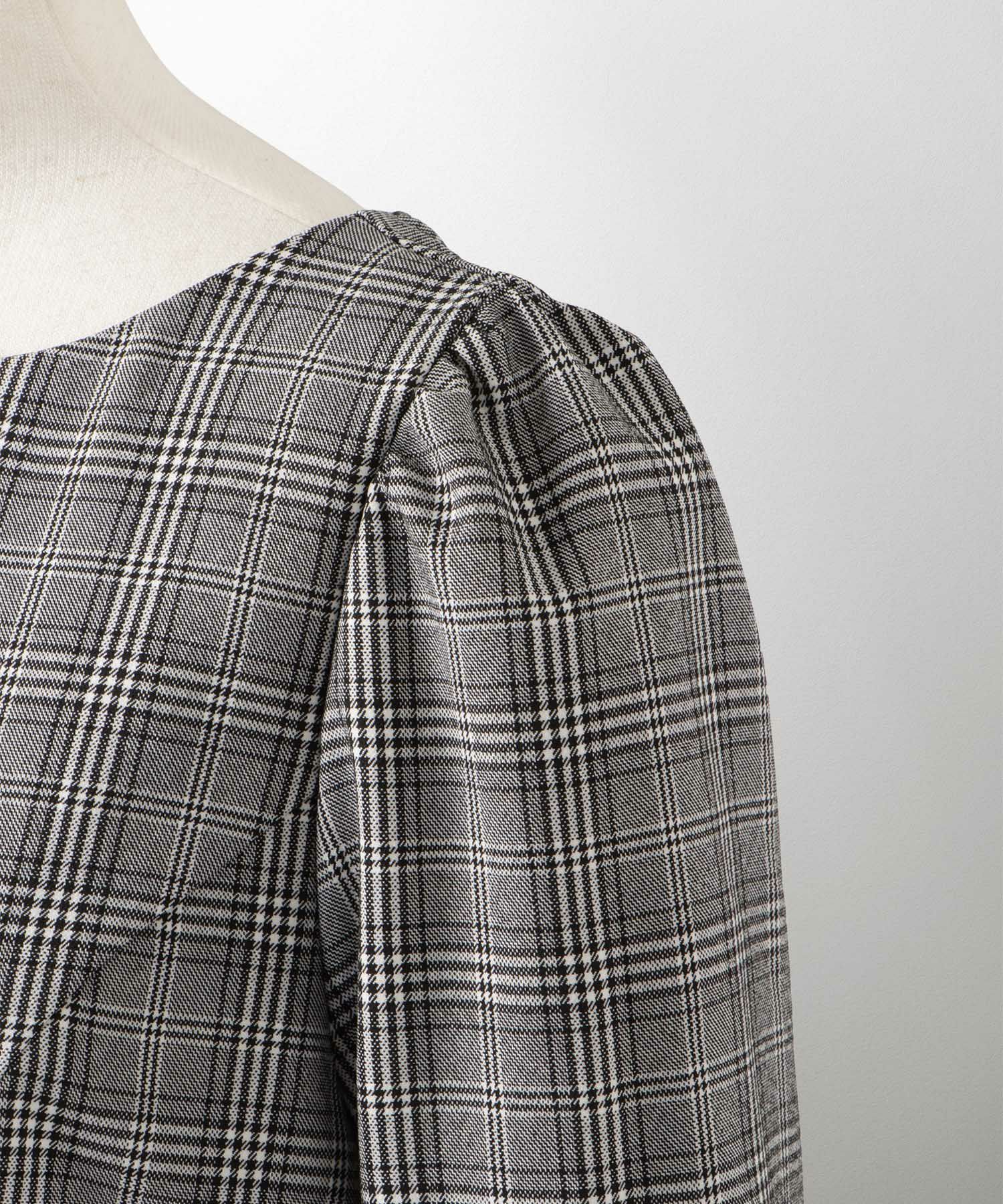 トレンド 秋冬 上品 ドレスライク デイリー ストレッチ タック ギャザー フレア ロング/千鳥格子/グレンチェック/M