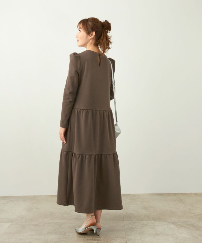 手洗い可ワンピースレディースかわいいきれいめ大人黒秋冬大きめあたたかいウォッシャブルジョイントスペース