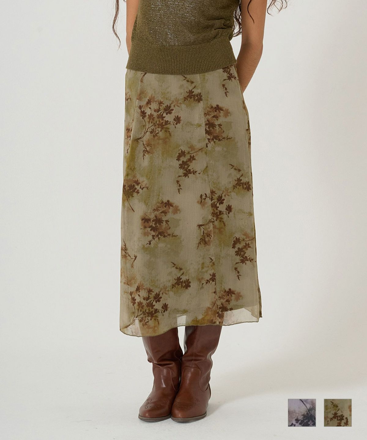 スカート/ボトムス/花柄/プリント