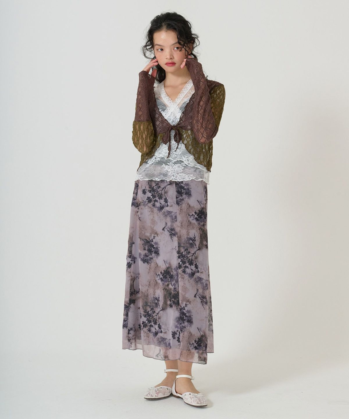 スカート/ボトムス/花柄/プリント