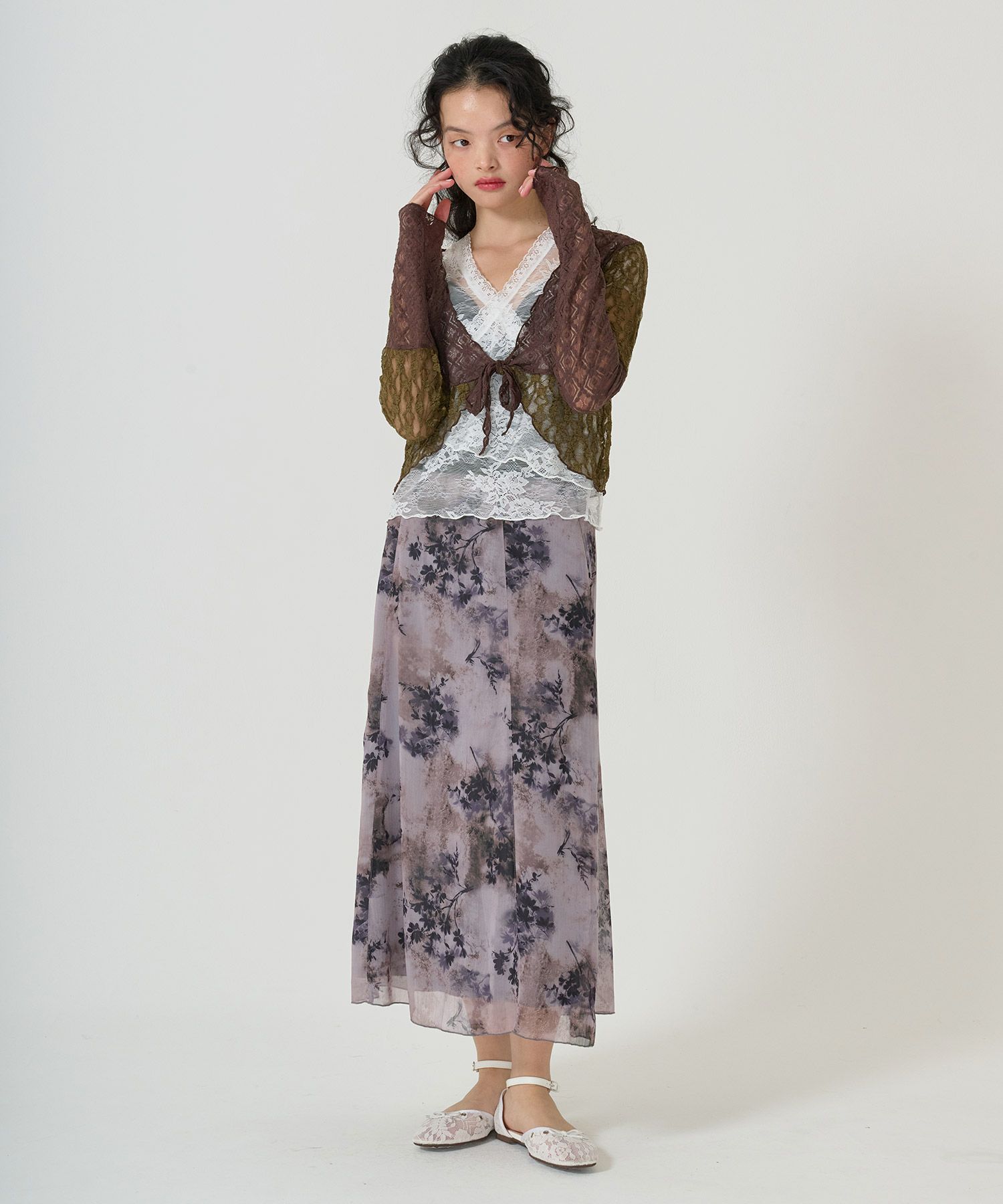 スカート/ボトムス/花柄/プリント