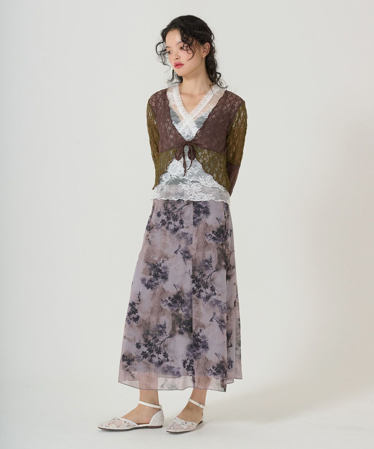 スカート/ボトムス/花柄/プリント