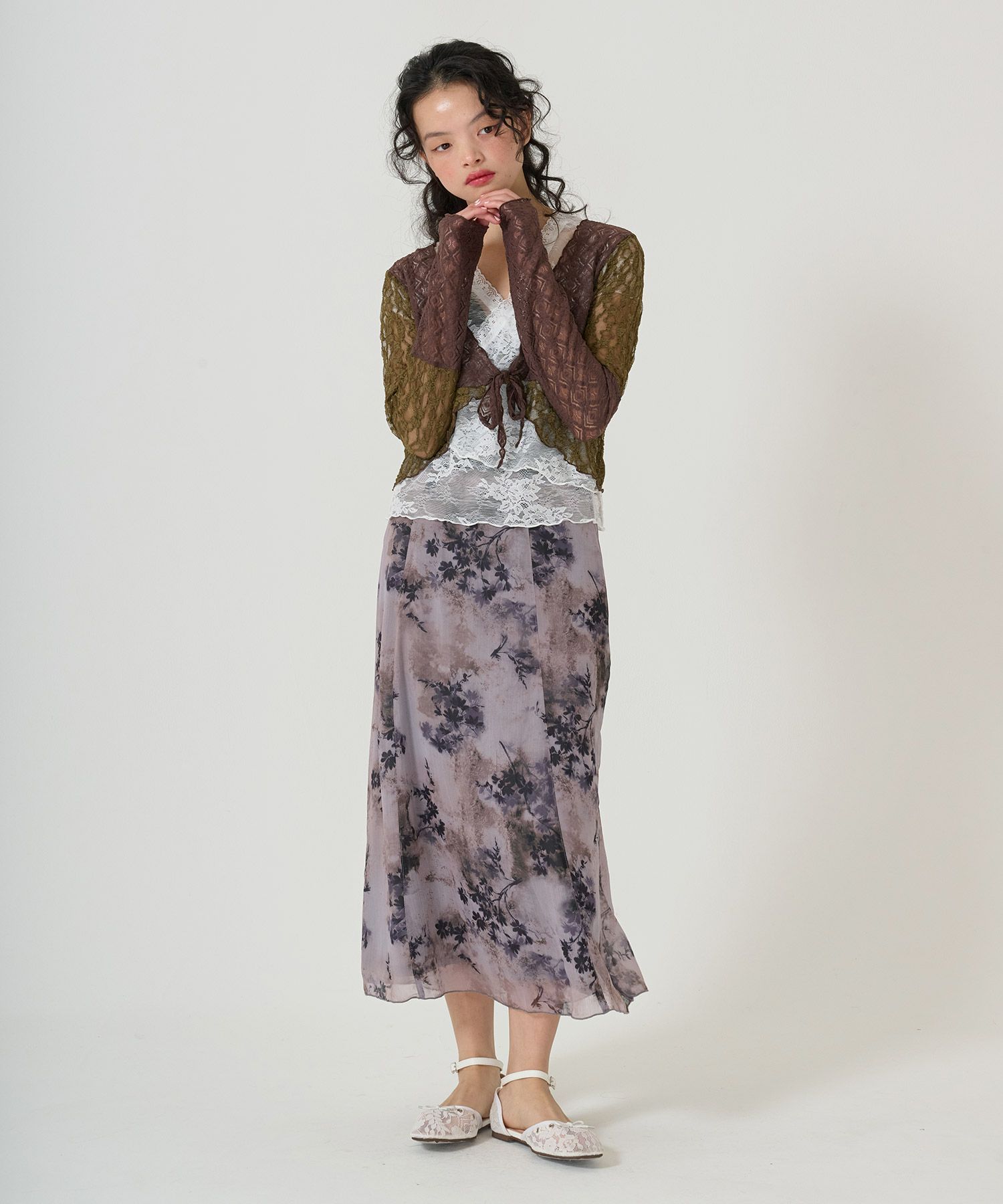 スカート/ボトムス/花柄/プリント