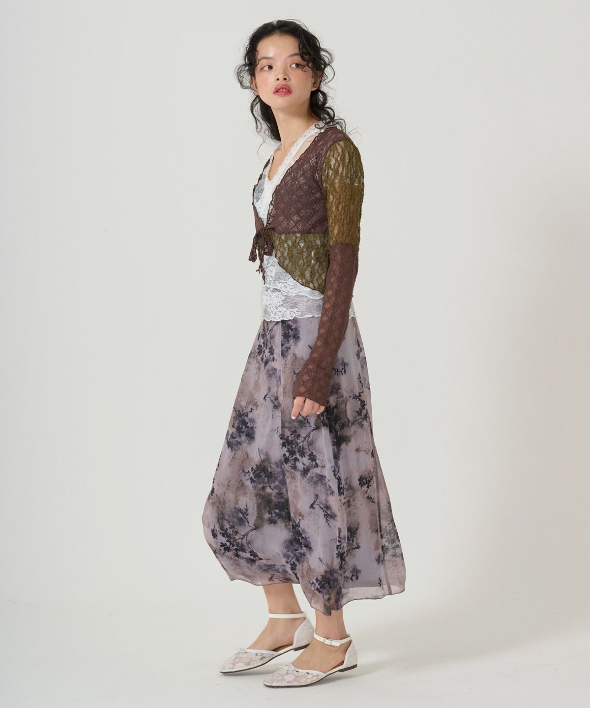 スカート/ボトムス/花柄/プリント