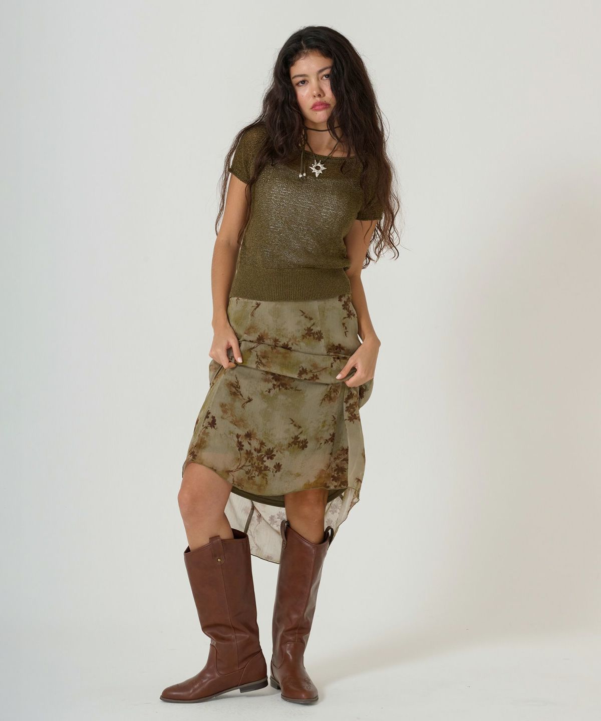 スカート/ボトムス/花柄/プリント