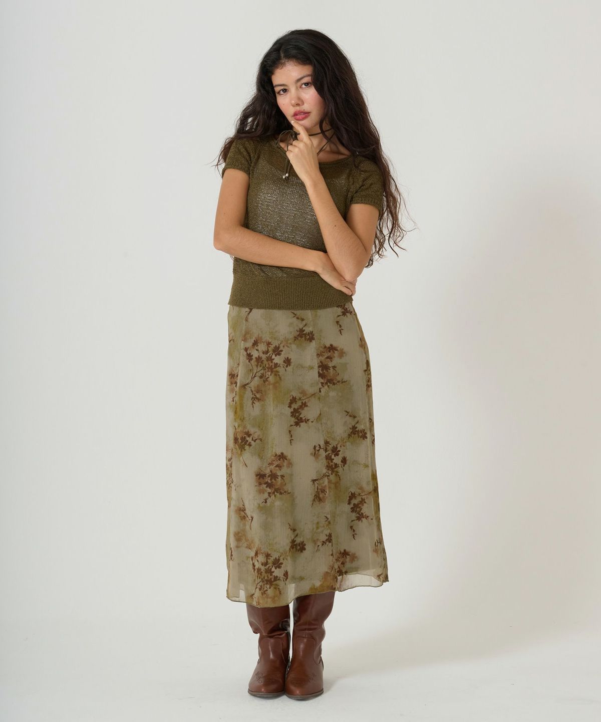 スカート/ボトムス/花柄/プリント