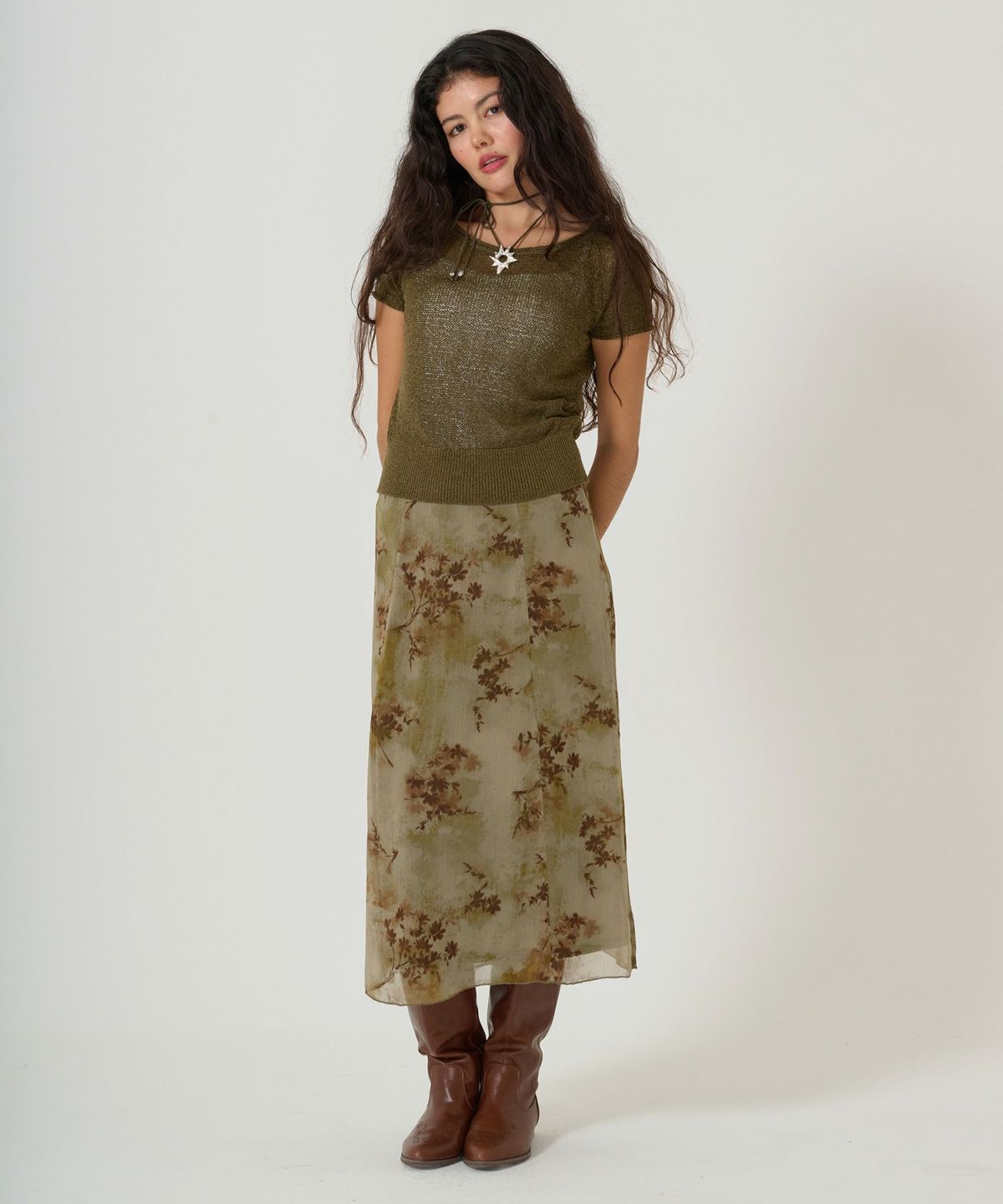 スカート/ボトムス/花柄/プリント