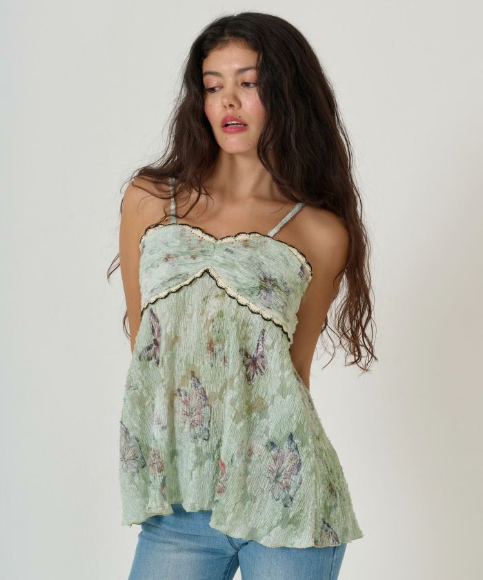 チュニック/ビンテージライク/バタフライ/トップス