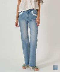 ボトムス/デニム/フレアパンツ/レース