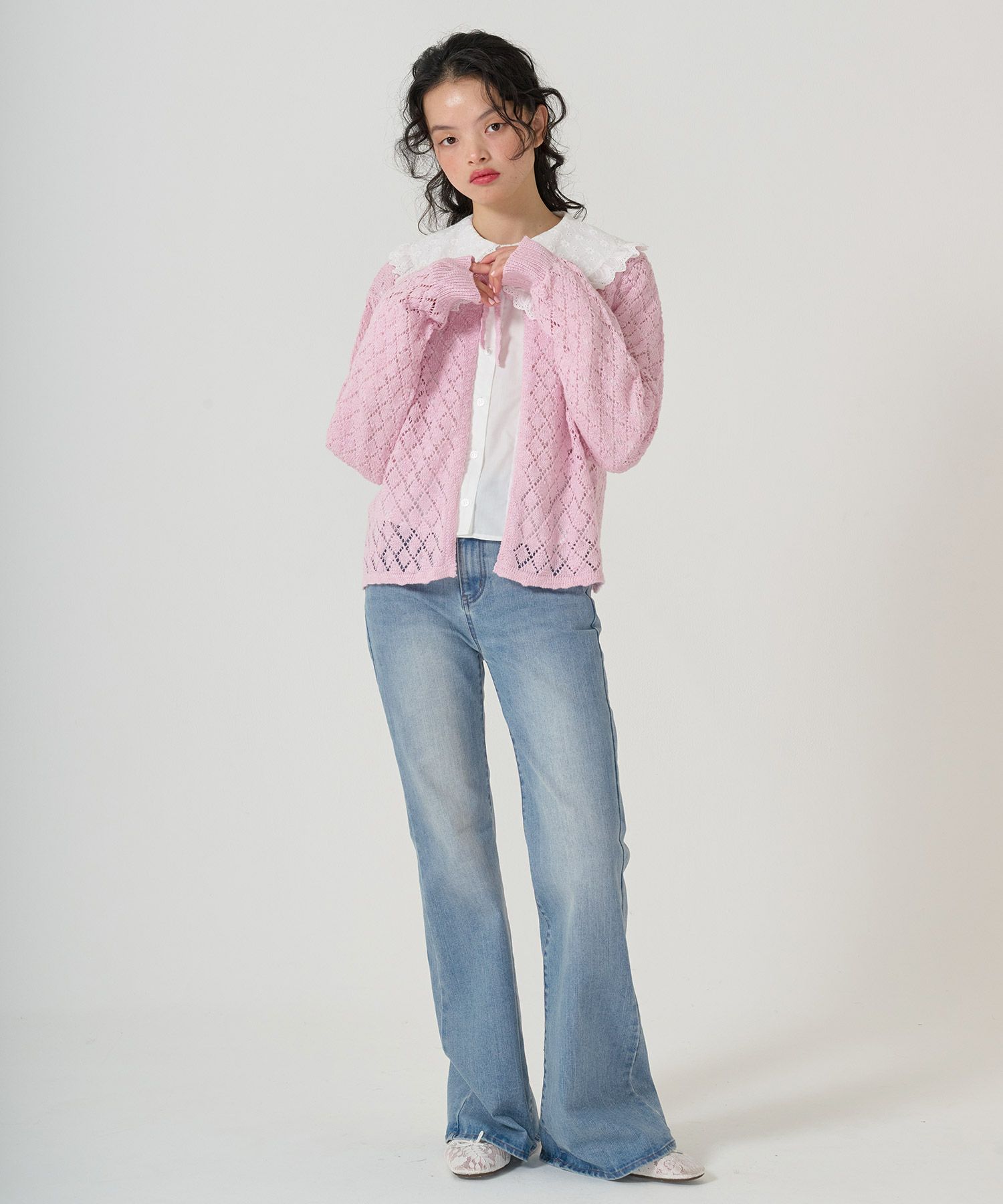 ボトムス/デニム/フレアパンツ/レース